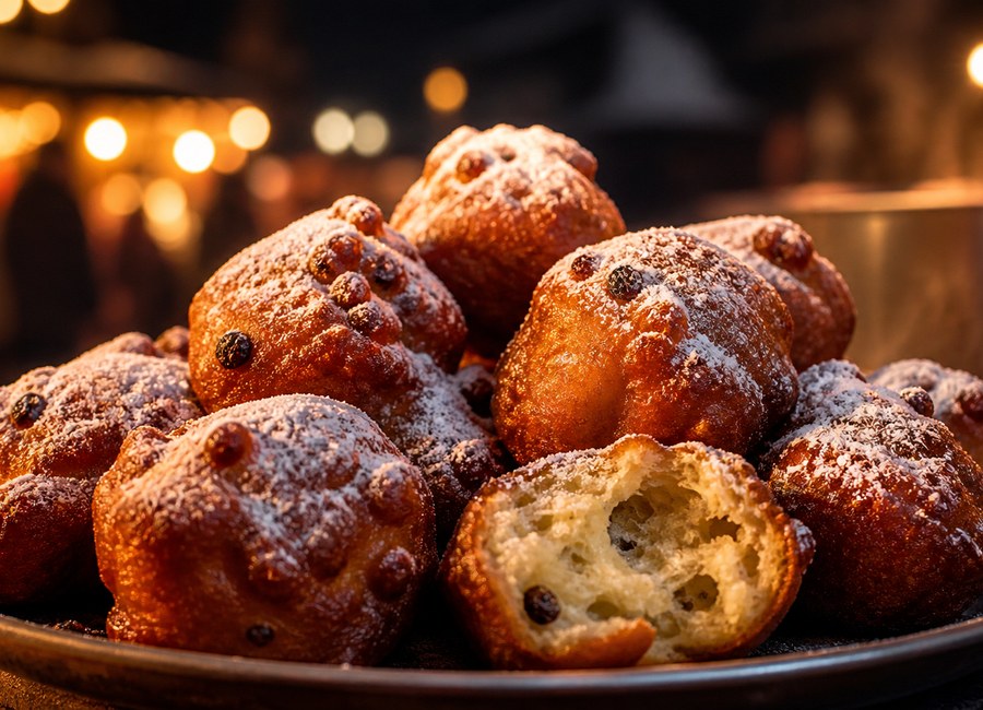 Frische Oliebollen mit Puderzucker